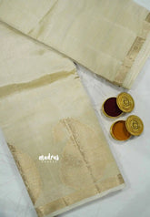 Raaga - Lightweight Semi tussar saree wtih Mango border - Halfwhite